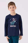 Arnetta 3165 Noel Winter Erkek Çocuk Lacivert Uzun Kol Pijama Takım - 3