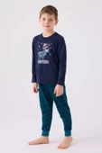 Arnetta 3165 Noel Winter Erkek Çocuk Lacivert Uzun Kol Pijama Takım - 1