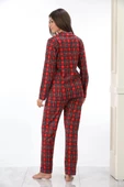 Etoile 98224 Kadın Önden Düğmeli Ekoseli Uzun Kol Pijama Takım - 5