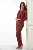 Etoile 98224 Kadın Önden Düğmeli Ekoseli Uzun Kol Pijama Takım - 1