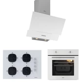 Esty & Silverline Karma Beyaz Cam Ankastre Set 3480 - 5665w01 65cm ocak - Aef6601w04 Firin - 1