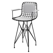 Knsz ufak boy tel bar sandalyesi 1 li uslu syhbyz kolçaklı sırt minderli 55 cm oturma yüksekliği mutfak bahçe cafe ofis thumbnail 1