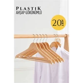 ModaCar Ahşap Görünüm Plastik Askı 20 ADET KREM - 1