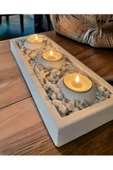 Beton Tepsili Tealight Mumluk Hediyelik Dekorasyon Seti(MUMLAR DAHİLDİR) - 1