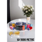 ModaCar 10 Renk 1000 Mt Kutulu Mezuralı Dikiş İpliği Seti - 1