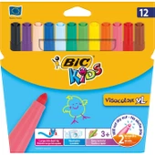 Bic Kids Visa Color XL Yıkanabilir Keçeli Boya Kalemi 12 Renk - 1