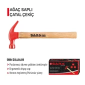 Sara 300 Gr. Ağaç Saplı Çatal Çekiç S527 - 1