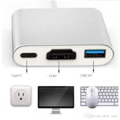 Technow 3'in 1 Type-C to Hdmi 4K USB 3.0 Çevirici Dönüştürücü Adaptör thumbnail 5