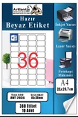A4 Hazır Etiket 45x30 mm 10 Sayfa 1 Paket 36 lı Kendinden Yapışkanlı Fotokopi Lazer İnkjet Kağıdı Yazıcılar İçin Uyumlu - 1