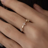 8 Ayar Altın Desenli Taşlı Kadın Yüzük 8F-226 - 1