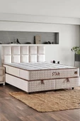 Star Yatak 150x200 cm Çift Kişilik NMS Yaylı Saten Kumaşlı Full Ortopedik Sert Yatak Krem Bordür - 1