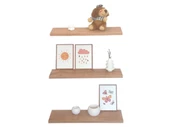 yankı-byeg 50 Cm Üçlü Safir Meşe Mdf Uçan Duvar Rafı Gizli Bağlantı Kitaplık - 1