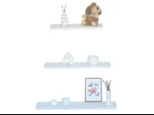 yankı-byeg 40 Cm 50 Cm 60 Cm Üçlü Beyaz Mdf Uçan Duvar Rafı Gizli Bağlantı Kitaplık - 1