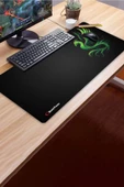 SonicTouch UltraGrand Siyah Neon Yeşili Anka Kuşu Dikişsiz Xxl Gaming Oyuncu Masaüstü Klavye Mouse Pad 40x90Cm - 3