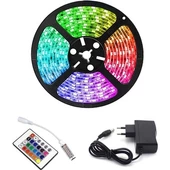 Rgb Şerit 5 Metre 16 Renkli Kumandalı Adaptörlü Çift Taraflı Bant - 1