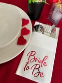 Kırmızı Yaldızlı Beyaz Bride To Be Cepli Aır Touch Peçete 12 lı 40x40 thumbnail 2