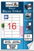 A4 Hazır Etiket 105x37.1 mm 10 Sayfa 1 Paket 16 lı Kendinden Yapışkanlı Fotokopi Lazer İnkjet Kağıdı Yazıcılar İçin Uyumlu - 1