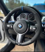 Bmw F30 Alcantra NUBUK KARBON Araca Özel Dikmeli Direksiyon Kılıfı thumbnail 1