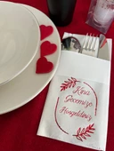 Kırmızı Yaldızlı Beyaz Çerçeveli Kına Gecemize Hoşgeldiniz Cepli Peçete 12 Adet 40x40 thumbnail 2