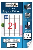 A4 Hazır Etiket 70x42 mm 10 Sayfa 1 Paket 21 li Kendinden Yapışkanlı Fotokopi Lazer İnkjet Kağıdı Yazıcılar İçin Uyumlu - 1