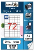 A4 Hazır Etiket 35x23 mm 10 Sayfa 1 Paket 72 li Kendinden Yapışkanlı Fotokopi Lazer İnkjet Kağıdı Yazıcılar İçin Uyumlu - 1