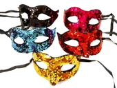 Siyah Renk Lazer Kesim Üzeri Kristal Taşlı Metal Lüks Maske Balo Parti - 1