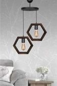 Zuhal Aydınlatma Boyalı Ahşap 3'lü Hexagon Avize - 1