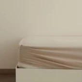 Karaca Home Basic %100 Pamuk King Kişilik Lastikli Çarşaf Bej thumbnail 1