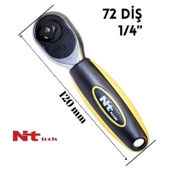 NT Tools 1/4" Mini Cırcır Kolu 120 mm. 72 Diş NC06C14 - 2