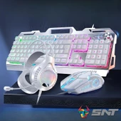 Snt GM-KBH01 Gaming Klavye Mouse Kulaklık Set Beyaz - 1