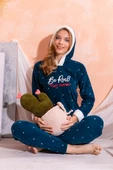 Kapüşonlu  Kışlık Kadın Peluş Polar Pijama Takımı - Yeni Yıl Pijaması - 4