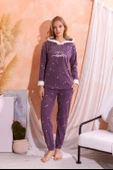 Kapüşonlu  Kışlık Kadın Peluş Polar Pijama Takımı - Yeni Yıl Pijaması - 6