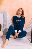 Kapüşonlu  Kışlık Kadın Peluş Polar Pijama Takımı - Yeni Yıl Pijaması - 3
