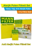 BMW X3 E83 20d M47 Motor MANN Filtre Bakım Seti 2004-2007 Hava+Yağ+A.Alerjik Polen - 1