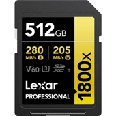 Lexar Professional 512GB 1800X 280MB/s 4K V60 SD Hafıza Kartı - 1