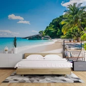 Palmiye Deniz Manzaralı Duvar Kağıdı Baskı thumbnail 2