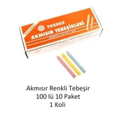 100 Lü Renkli Tebeşir 10 Paket 1 Koli - 1