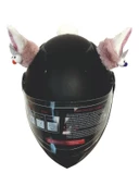 PELUŞ KASK KULAĞI (JK-P4) GÖZLÜ KULAK - Beyaz Pembe - Kemer Beyaz - 3