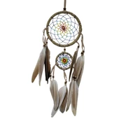 İki Halkalı Kuş Tüylü Karamel Rengi Duvar Süsü thumbnail 1