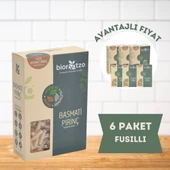 Biorootzo Artizan Bronz Kalıp  Glütensiz Vegan Basmati Pirinç Fusilli 6 Paket x 200 g Avantajlı Paket - 1