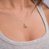 14 Ayar Altın Aslan Burç Kolye Ucu 0,80 gr thumbnail 5