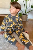 Erkek Çocuk Aslan Kral Baskılı Penye Gri Pijama Takım - 2