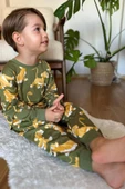 Erkek Çocuk Aslan Kral Baskılı Penye Yeşil Pijama Takım - 3