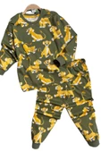 Erkek Çocuk Aslan Kral Baskılı Penye Yeşil Pijama Takım - 4