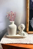 Dekoratif Kadın Figür Mini Kuru Çiçek Vazosu Set - 1