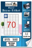 A4 Hazır Etiket 40x20 mm 10 Sayfa 1 Paket 70 li Kendinden Yapışkanlı Fotokopi Lazer İnkjet Kağıdı Yazıcılar İçin Uyumlu - 1