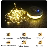 10mt Günışığı + rgb Makara Led - Şarjlı Multi Mod Led + El Feneri - Çadır Kamp LAmbası + powerbank - 5