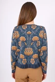 Peraluna Felicity Çiçek Jakarlı Kadın Triko Hırka - İndigo Multi - 9