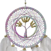 Hayat Ağaçlı Kuş Tüylü Ebruli Duvar Dekoru thumbnail 4