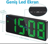Alfalink  Yeşil LED Dijital Masa Saati Termometre Alarm Takvimli - 2